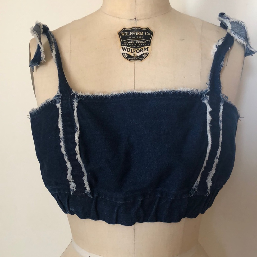 Raw edge Denim crop top